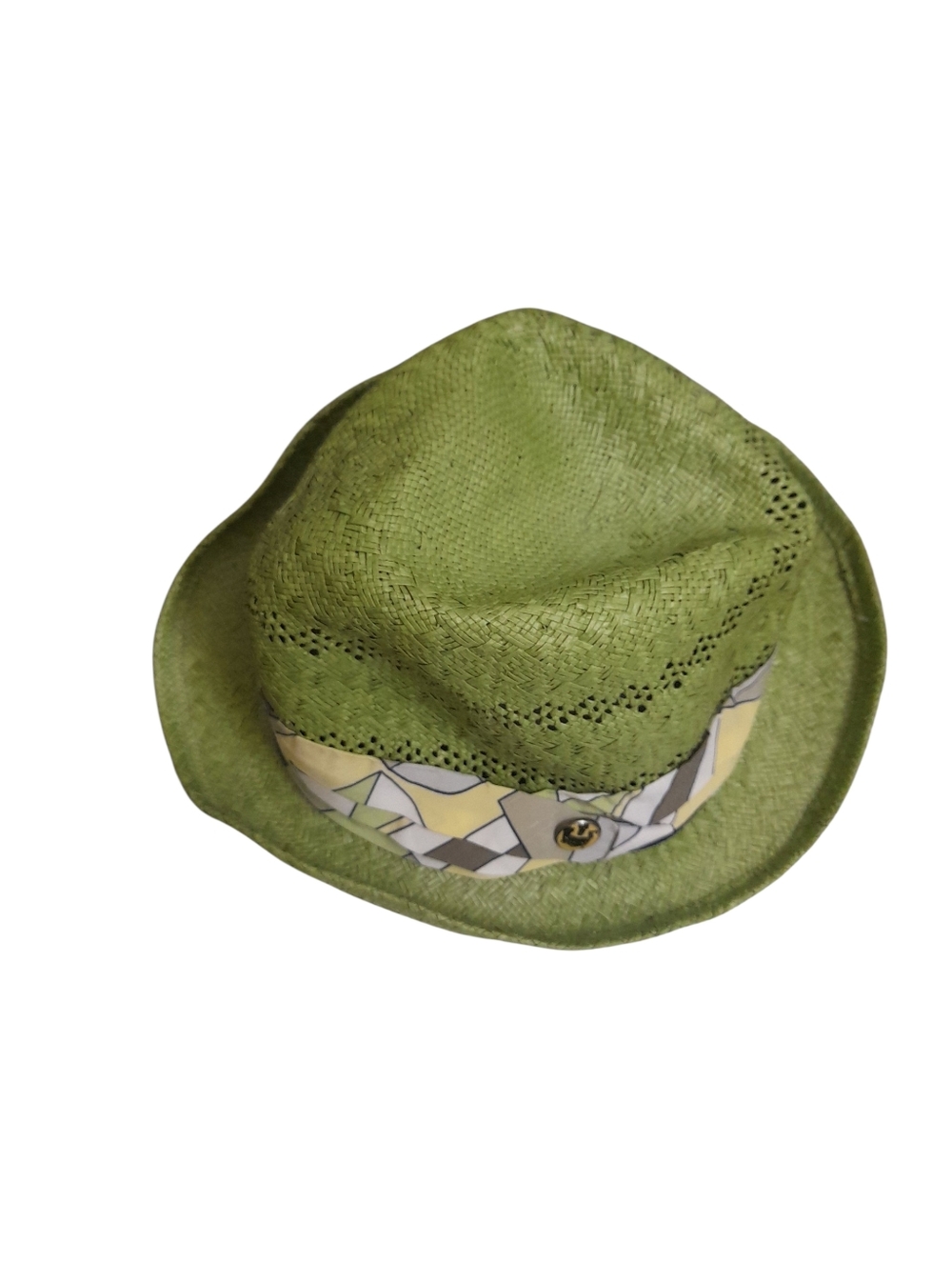 Goorin Bros Green Straw Fedora Hat with Patterned Band